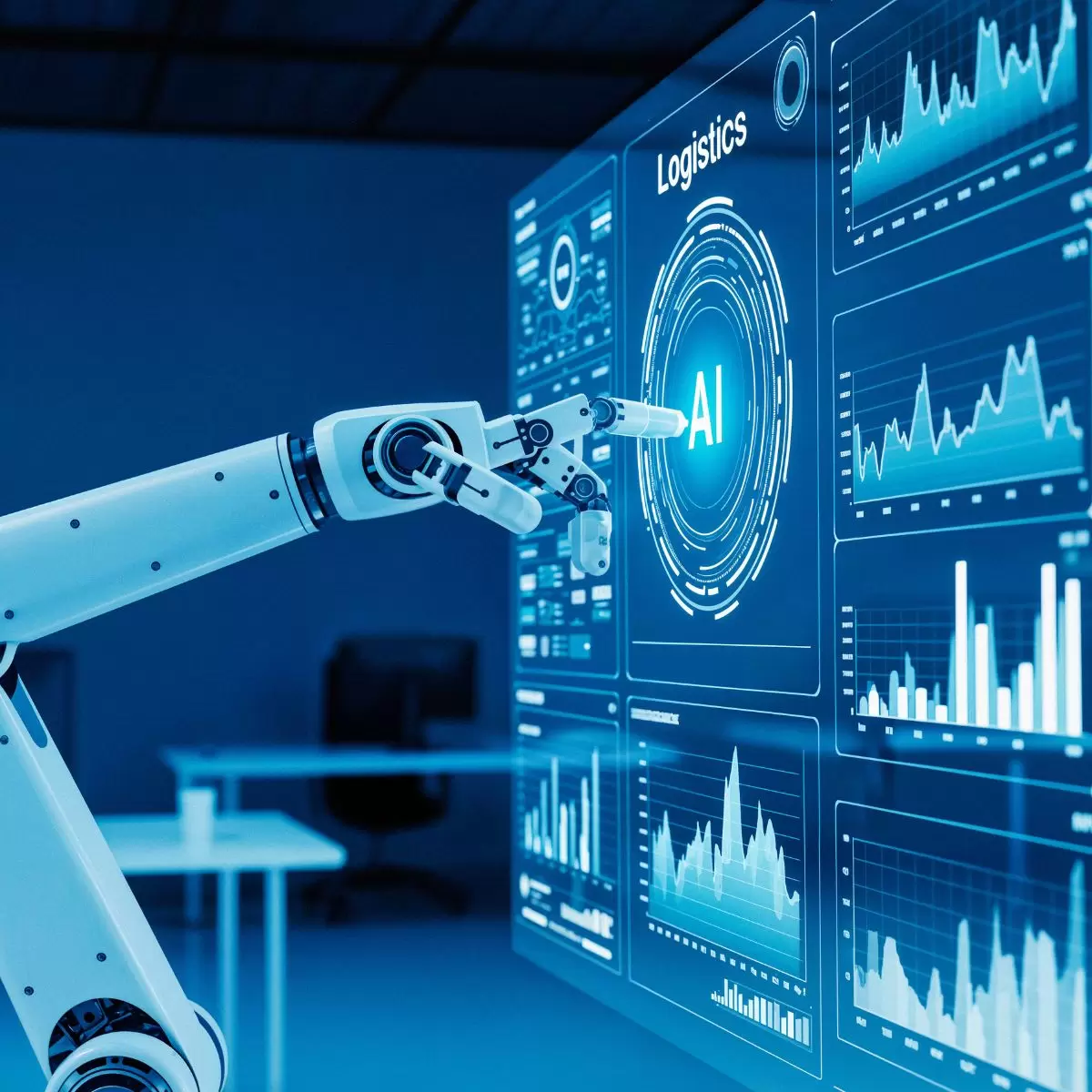 Illustrative image showing a robot working on AI-driven business workflows