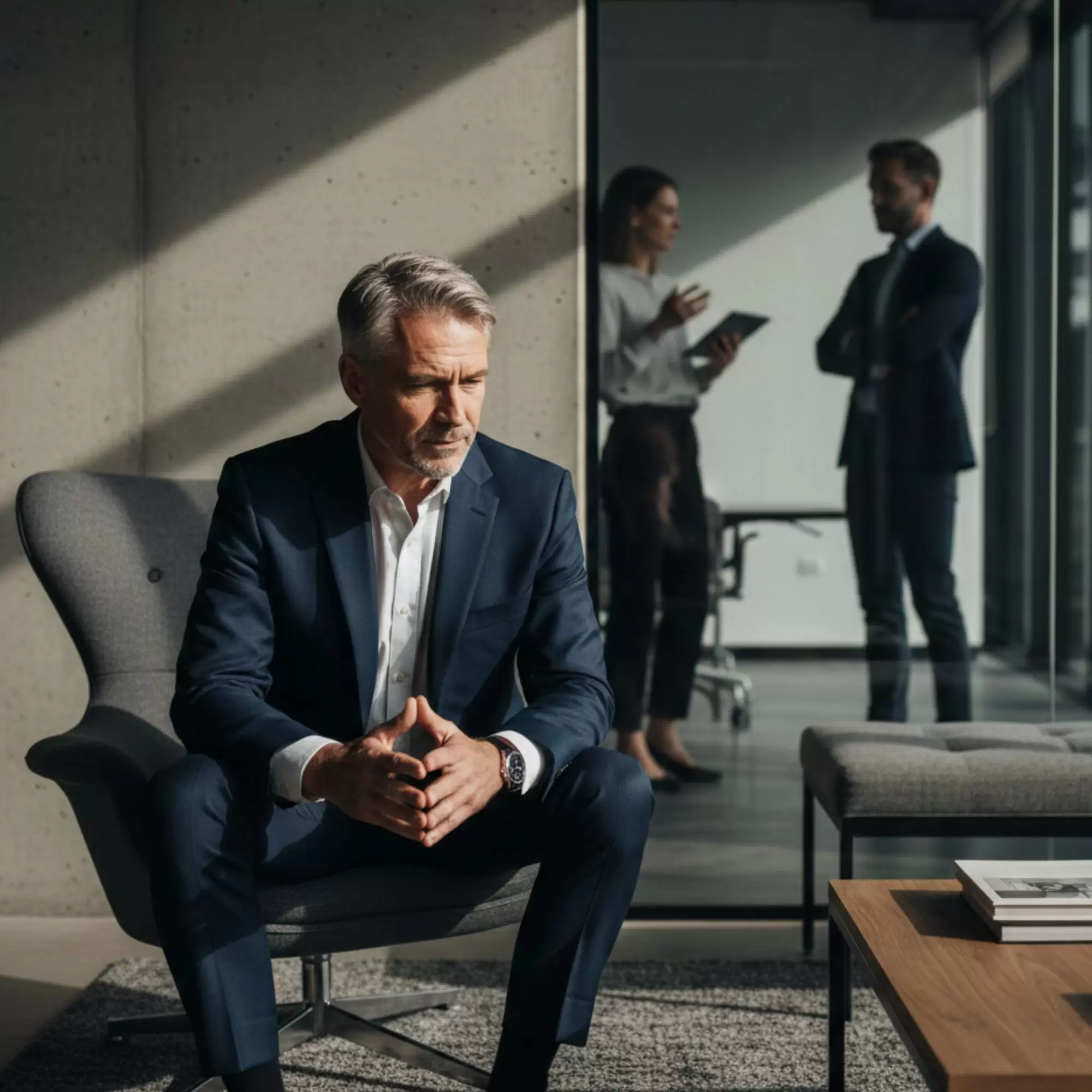 Executive hiring evaluation happening between interviews with recruiters and leadership teams