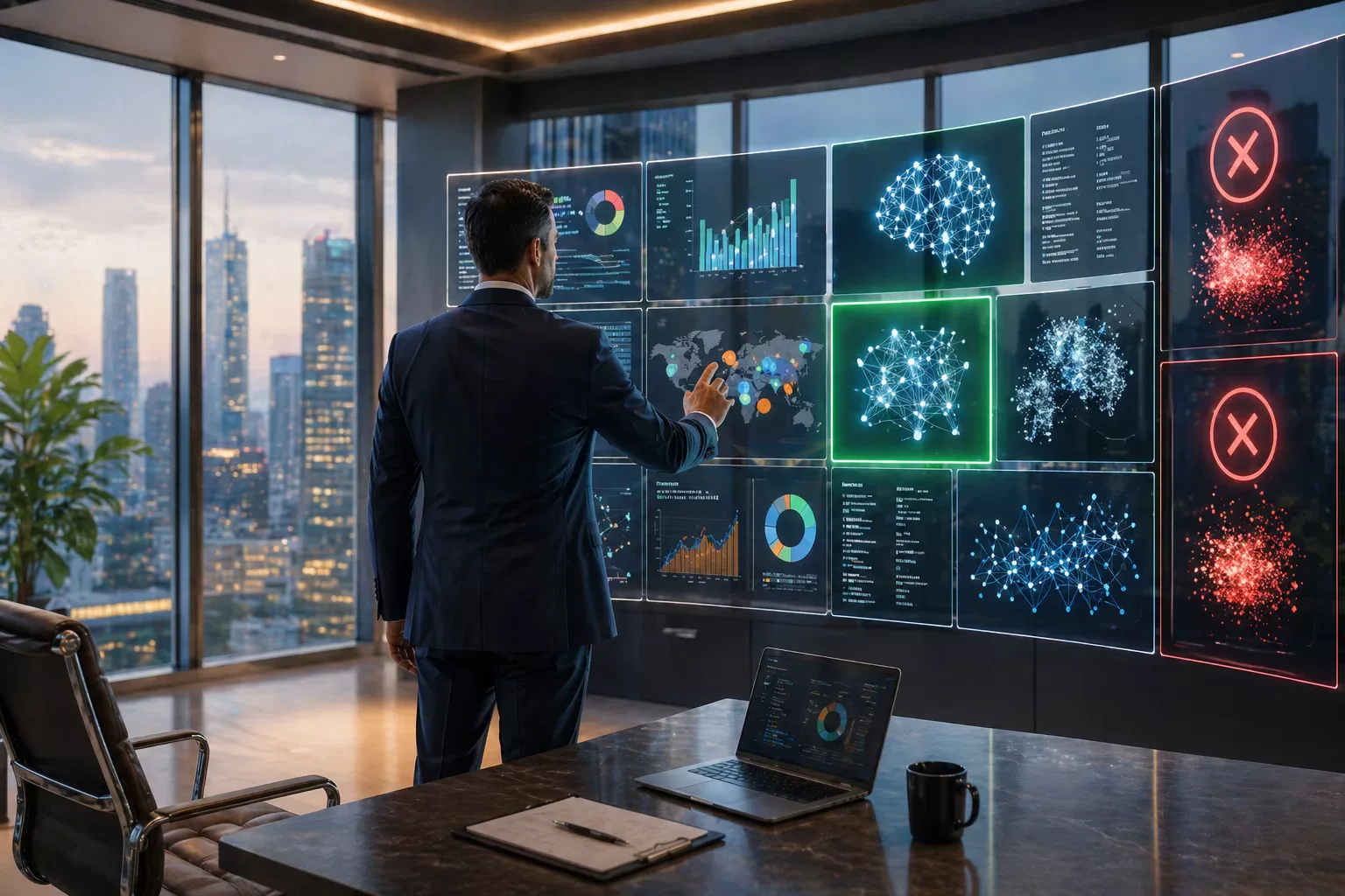 AI leadership decision intelligence concept showing filtering of ideas and prioritisation in enterprise AI hiring strategy